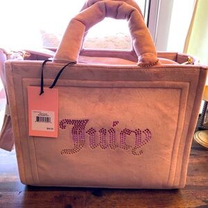 Juicy Couture Blush Pink Velour Big Spender Tote Bag with Detachable Strap, NWT